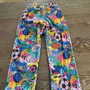 Girls Iscream fleece sports printed pajama pants bottoms size Small 6-8 Denny's